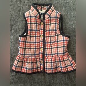Janie and Jack Toddler Girls Orange and Blue Plaid Quilted Vest with Peplum
